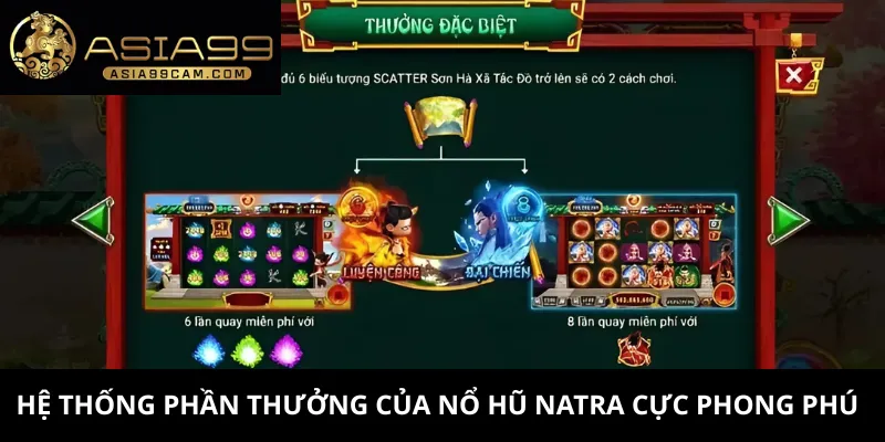Hệ thống phần thưởng của nổ hũ Natra cực phong phú